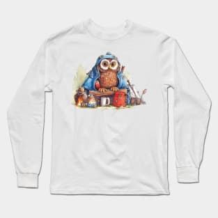 Watercolor Camping Owl #4 Long Sleeve T-Shirt